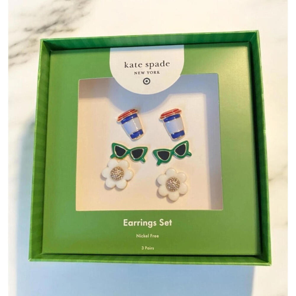 kate spade new york x Target 3-Pair Novelty Stud Earrings Set NEW